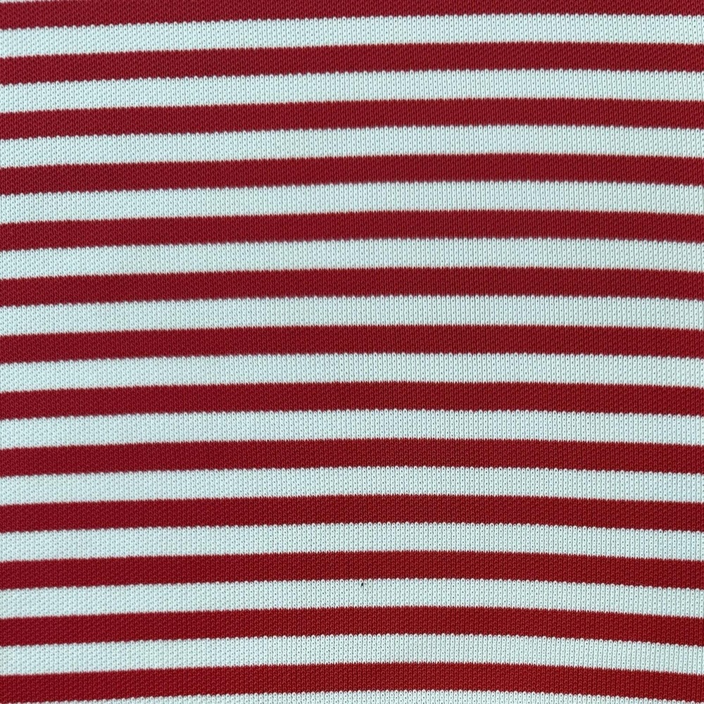 VTG Fabric 1970s‎ 70s Red White Striped Stretch Polyester Knit 61"x70" 2yds
